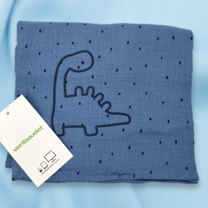 SOS doudou lange dinosaure VERTBAUDET plat bleu