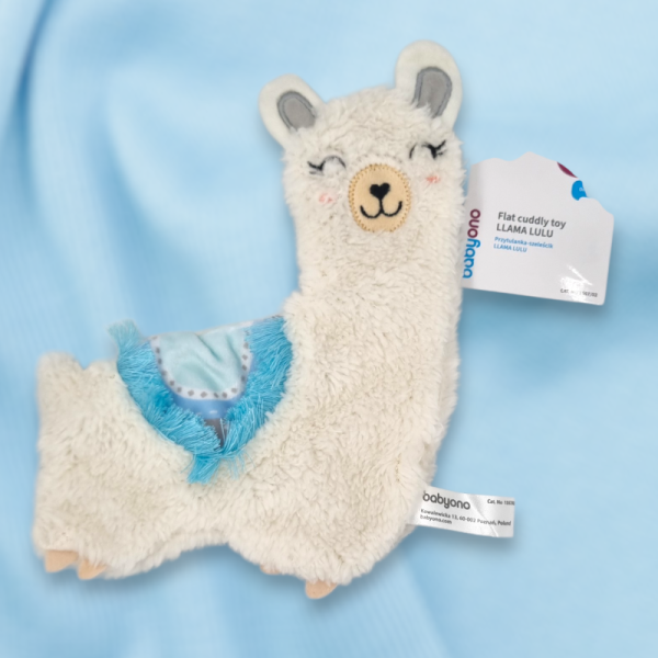 SOS doudou lama BABYONO plat blanc et bleu