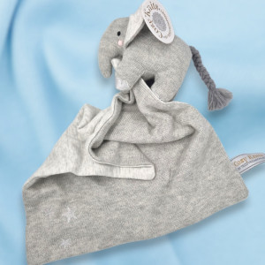 SOS doudou éléphant Teddykompaniet carré plat en maille gris