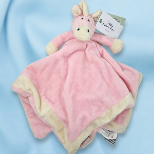 SOS doudou licorne Teddykompaniet carré plat rose
