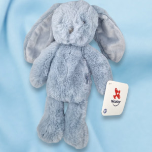 SOS doudou lapin NICOTOY peluche bleu 28 cm