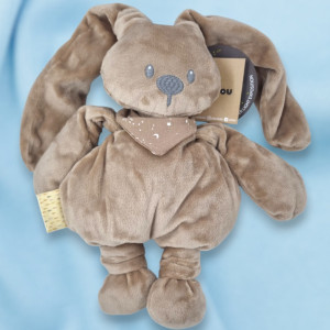 SOS doudou lapin Nattou Lapidou marron Moka 30 cm sans les oreilles