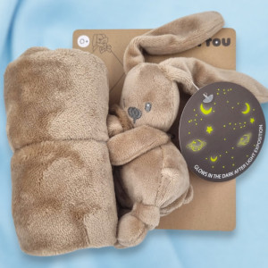 SOS doudou lapin Nattou Lapidou couverture marron Moka phosphorescent
