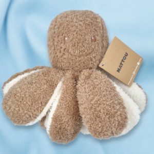 SOS doudou poulpe NATTOU peluche hochet pieuvre marron moka