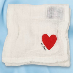 SOS doudou lange h&m plat blanc cœur rouge 40 cm
