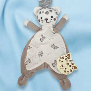 SOS doudou léopard SERGENT MAJOR plat blanc et gris