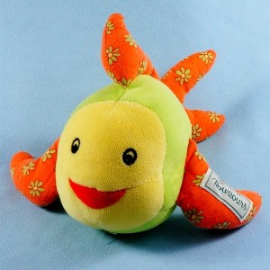 Poisson NOUNOURS doudou vert, jaune et orange