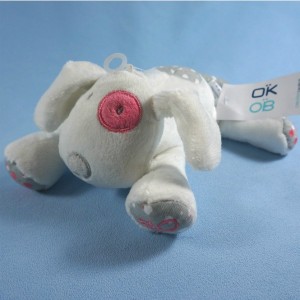 Chien OBAIBI doudou blanc, gris et rose