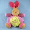 Lapin KALOO doudou boule rose et vert