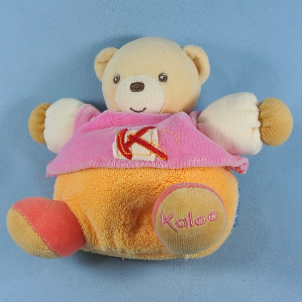 Ours KALOO doudou orange et rose