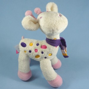 Girafe ORCHESTRA doudou blanc et rose