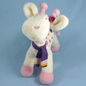 Girafe ORCHESTRA doudou blanc et rose