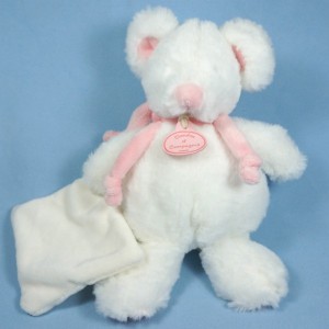 Souris DOUDOU ET COMPAGNIE blanc et rose PM