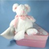 Souris DOUDOU ET COMPAGNIE blanc et rose PM