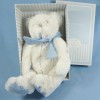 Ours DOUDOU ET COMPAGNIE blanc et bleu 25 cm