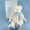 Ours DOUDOU ET COMPAGNIE blanc et bleu 25 cm