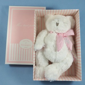 Ours DOUDOU ET COMPAGNIE blanc et rose 25 cm