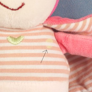Poupée SUCRE D'ORGE doudou rose coccinelle