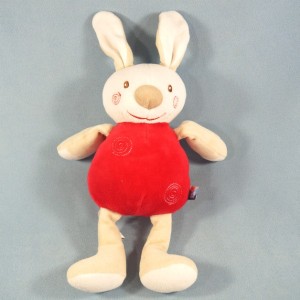 Lapin SUCRE D'ORGE doudou beige et rouge spirales