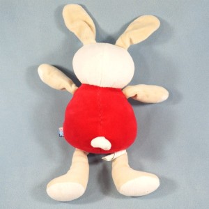 Lapin SUCRE D'ORGE doudou beige et rouge spirales
