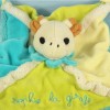 Sophie la girafe VULLI doudou carré plat bleu et vert