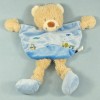 Ours TEX CARREFOUR doudou beige corps plat bleu