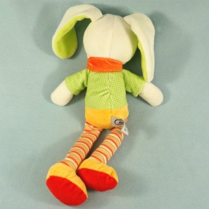 Lapin MOTS D'ENFANTS doudou blanc et vert