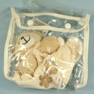 Ours MAXITA doudou plat beige fleurs brodées