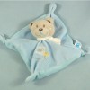 Ours TEX CARREFOUR doudou carré plat bleu tortue oiseau
