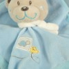 Ours TEX CARREFOUR doudou carré plat bleu tortue oiseau