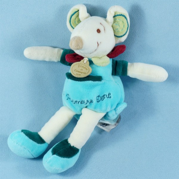 Souris Filousine DOUDOU ET COMPAGNIE Ma première dent  bleu vert