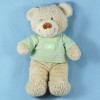 Doudou Ours TEX BABY beige pull rayé bleu et vert