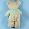 Doudou Ours TEX BABY beige pull rayé bleu et vert