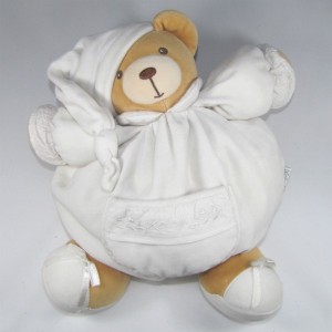 Ours KALOO doudou boule blanc et rose coeur