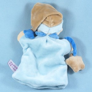 Garçon POMMETTE doudou marionnette plat bleu