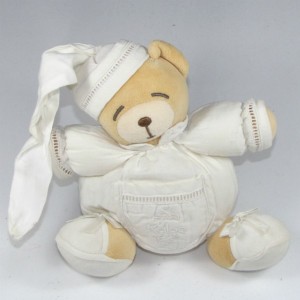 Ours KALOO doudou boule blanc poche  PM