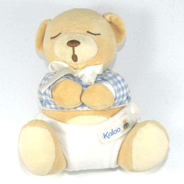 Ours KALOO doudou boule bleu et blanc PM