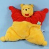 Winnie DISNEY NICOTOY doudou carré semi-plat jaune et rouge fleur