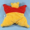 Winnie DISNEY NICOTOY doudou carré semi-plat jaune et rouge fleur