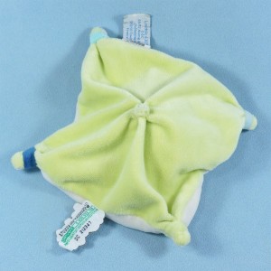 Ours DOUDOU ET COMPAGNIE carré plat blanc bonnet et collerette bleu Tatoo