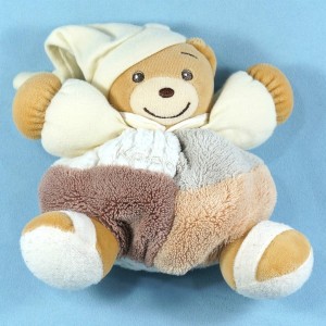 Ours KALOO doudou boule beige carré écru