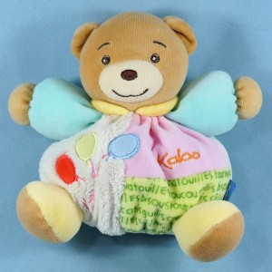 Ours KALOO doudou boule rose vert ballons