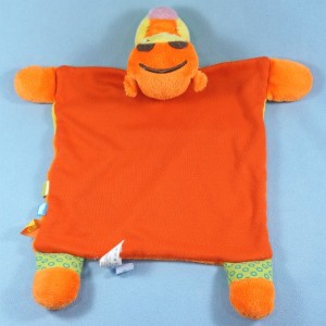 Tigrou DISNEY NICOTOY doudou carré plat orange et jaune libellule