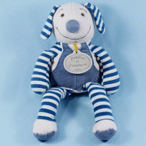 Chien DOUDOU ET COMPAGNIE beige et bleu
