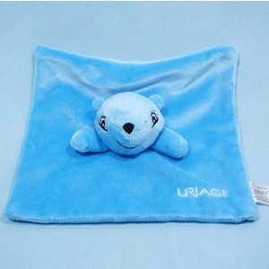 Marmotte URIAGE sos doudou carré plat bleu