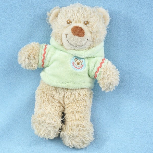 Ours NICOTOY TEX BABY beige pull vert à capuche