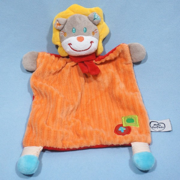 Lion MOTS D'ENFANTS doudou plat orange