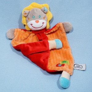 Lion MOTS D'ENFANTS doudou plat orange