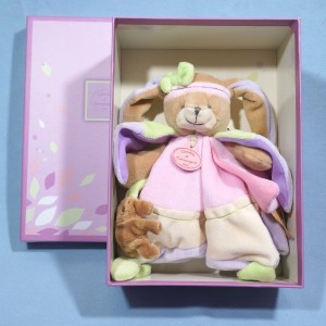 Lapin Lila DOUDOU ET COMPAGNIE carré plat rose