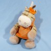 Zèbre NOUKIE'S doudou peluche Zamba la Zébrette beige robe orange